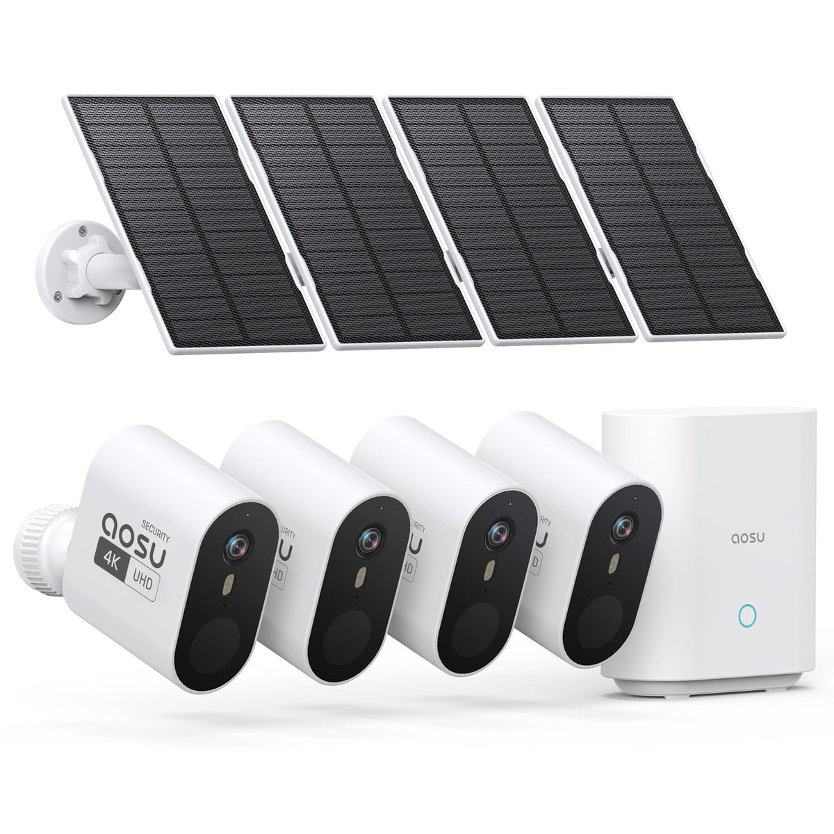 aosu 3K/5MP Security Cameras Outdoor Wireless Home Surveillance System, Solar Powered, 166° Ultra-Wide-Angle, HD Color Night Vision, Spotlight & Siren