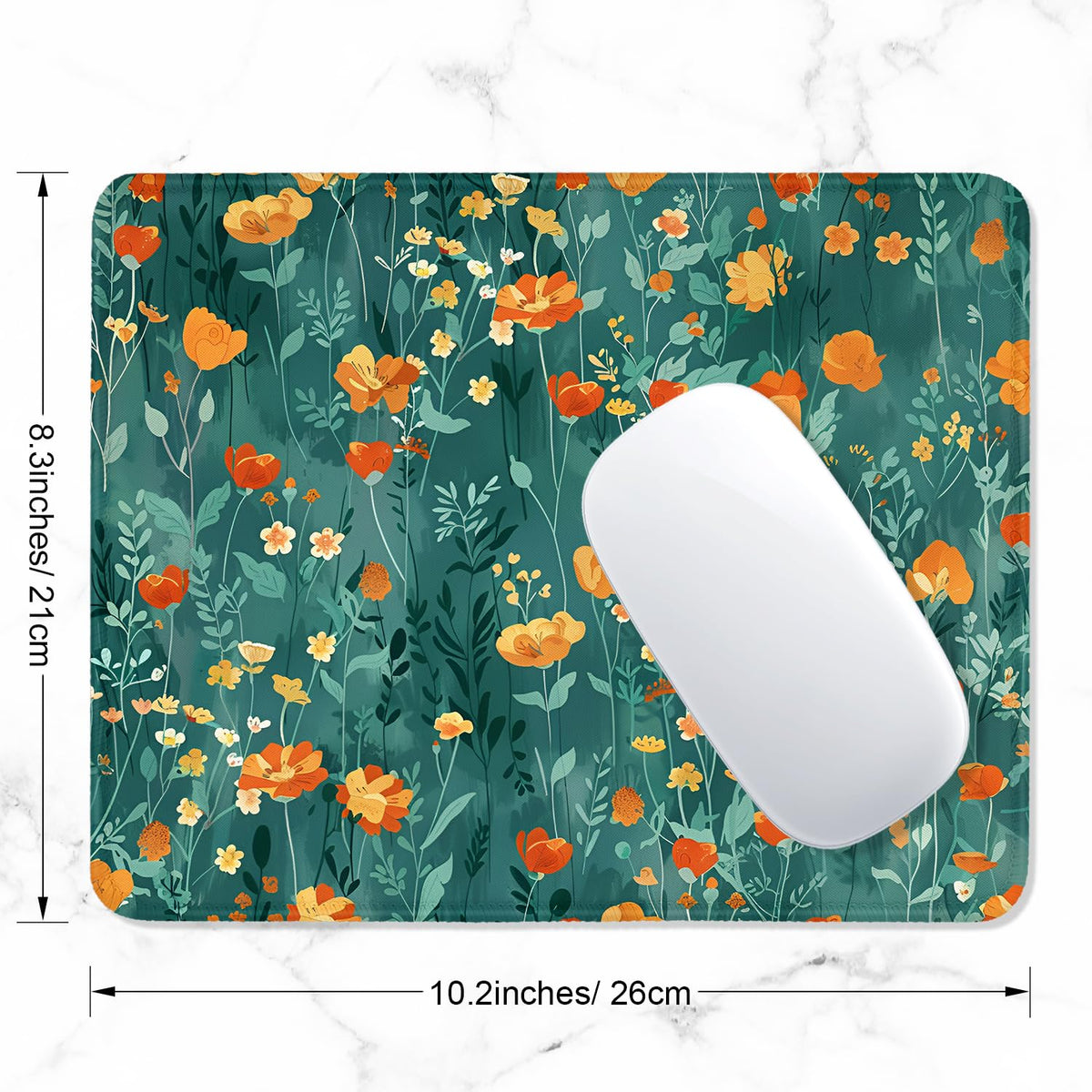 ITNRSIIET Mouse Pad with Stitched Edge Premium Textured Smooth Precise Operation Waterproof Washable Non-Slip Rubber Base Desktop Protection Mat, 10.2×8.3×0.12 inches, Beautiful Flowers