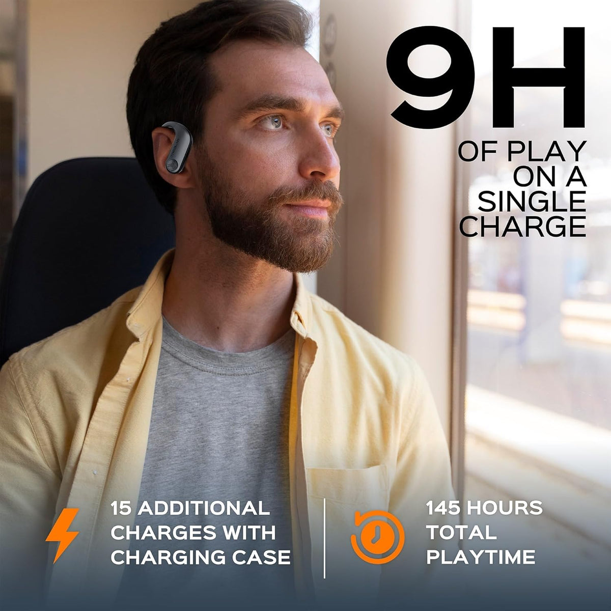 TREBLAB X3 Pro - Workout True Wireless Earbuds, Comfortable Earhooks, Bluetooth 5.3, Punchy Bass, Noise Isolation, 145H Playtime, IPX5 Waterproof, Sweatproof, 2 Mics for Calls, Sport Bluetooth Earbuds