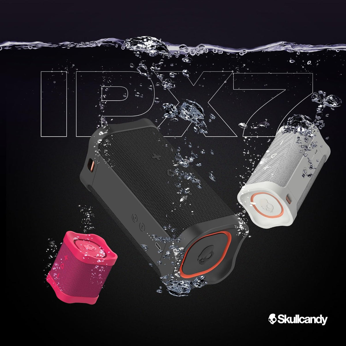 Skullcandy Terrain XL Wireless Bluetooth Speaker - IPX7 Waterproof Portable Speaker, 18 Hour Battery, Nylon Wrist Wrap, True Wireless Stereo (Red)