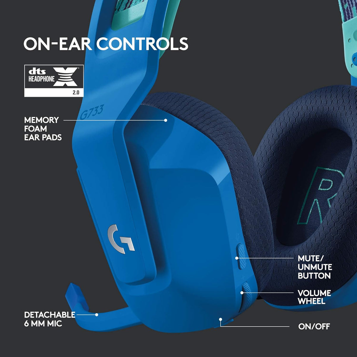 Logitech G733 Lightspeed Wireless Gaming Headset +Yeti GX Dynamic RGB Gaming Microphone with LIGHTSYNC, USB - Blue