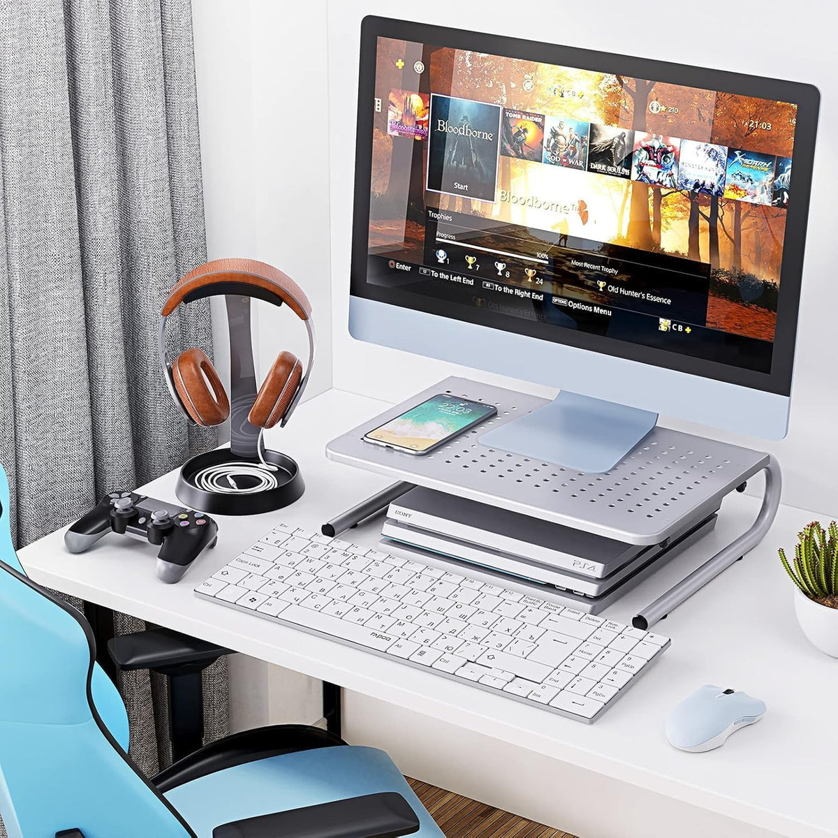 HUANUO Metal Vented Laptop and Monitor Stand for Home & Office