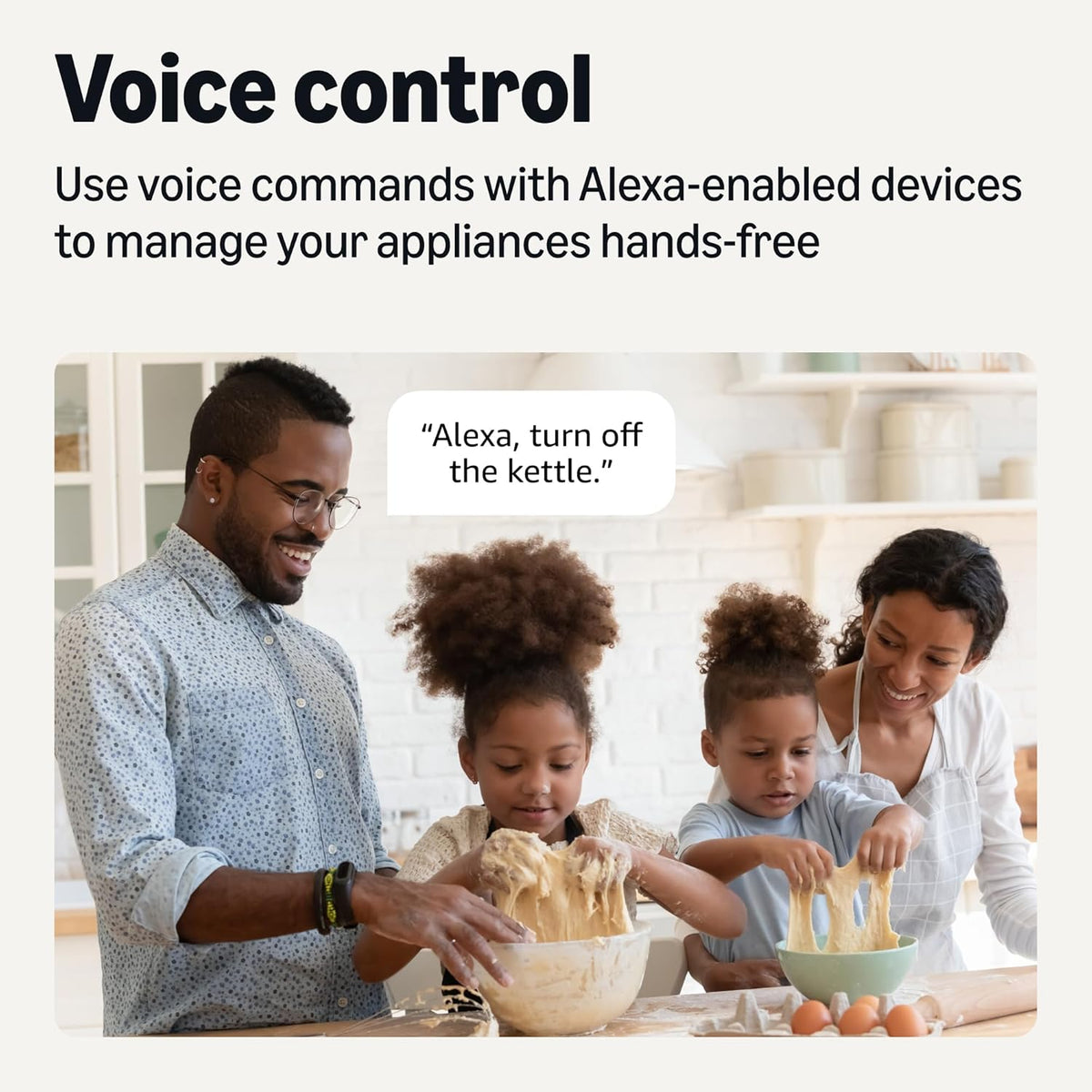 Amazon Basics Smart Plug, Works with Alexa Only, 2.4 GHz Wi-Fi, No Hub Required, 4-Pack, White
