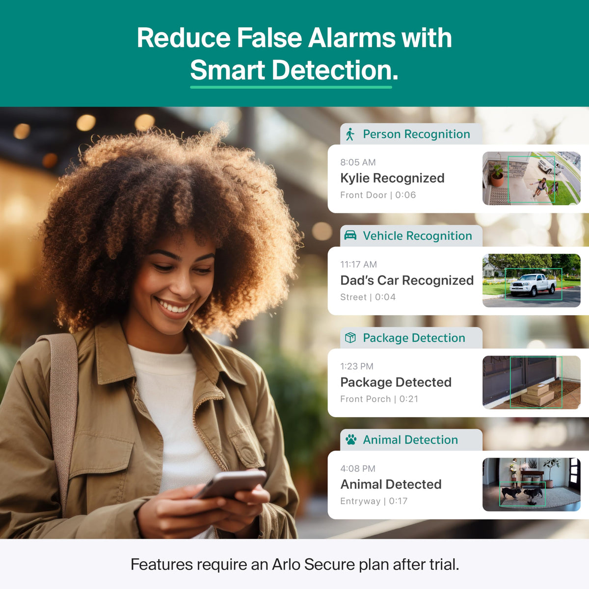 Arlo Essential Pan Tilt Security Camera 2K - Wired Plug-in Power Outdoor Camera, Person Recognition, Package Detection, Animated Preview, 1-Month