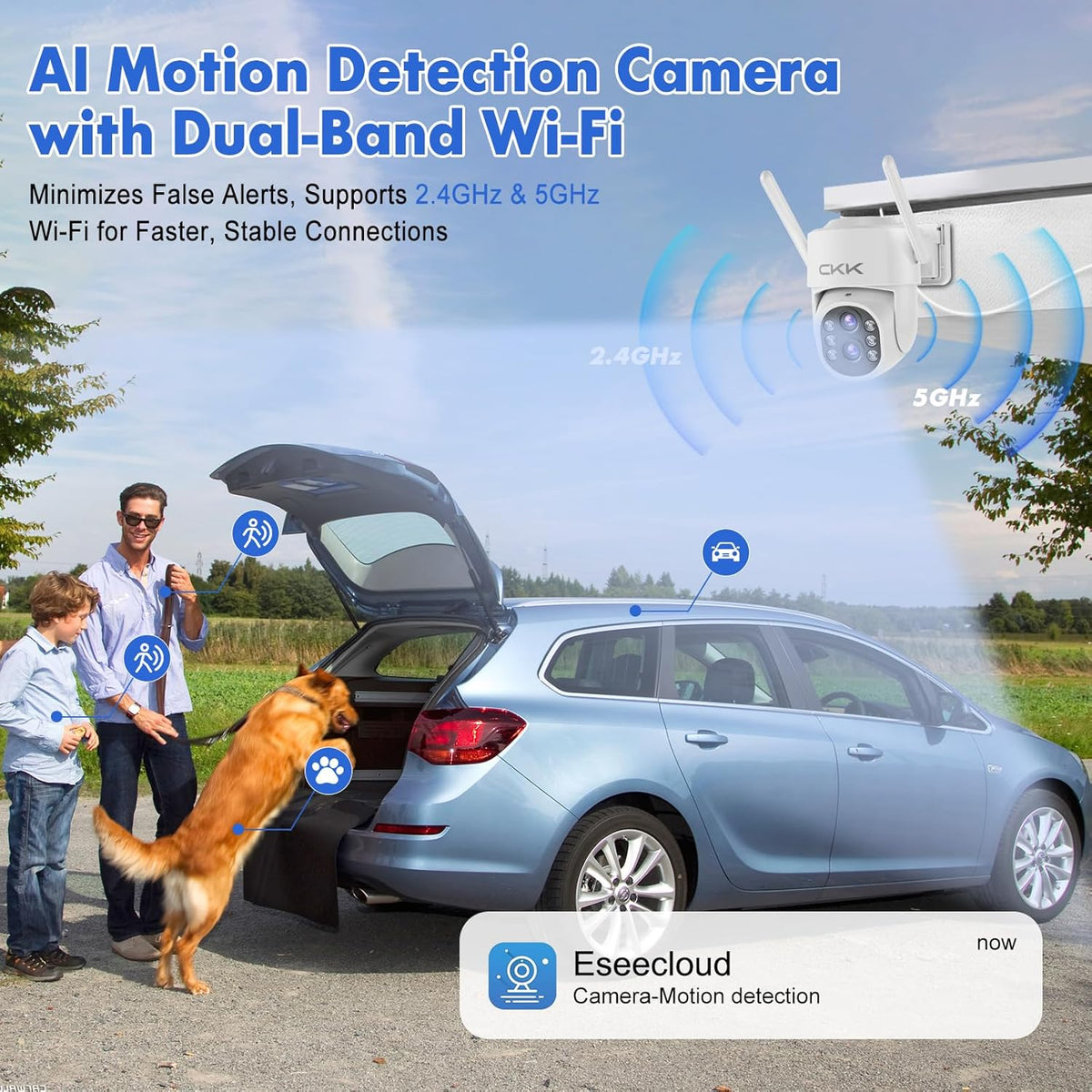 【Dual Wi-Fi,2MP+2MP Dual Lens】 2K Security Camera System with Dual Lens Outdoor, with 10" LCD Monitor, 4 Pcs Dual Band WiFi PTZ Cameras, Two-Way Audio, AI Motion Detection, Color Night Vision,1TB HDD