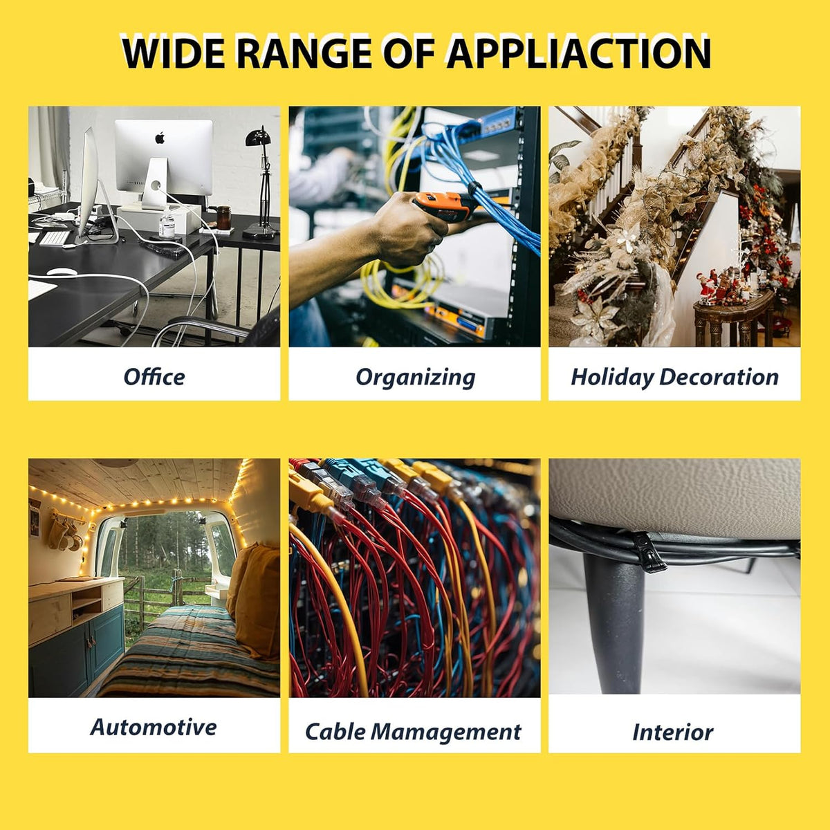 DyaMag 22mm 7.84" (10Magnets, 20 Magnetic Cable Zip Mounts Magnetic Cable Holder Multipurpose Magnet Wire Management