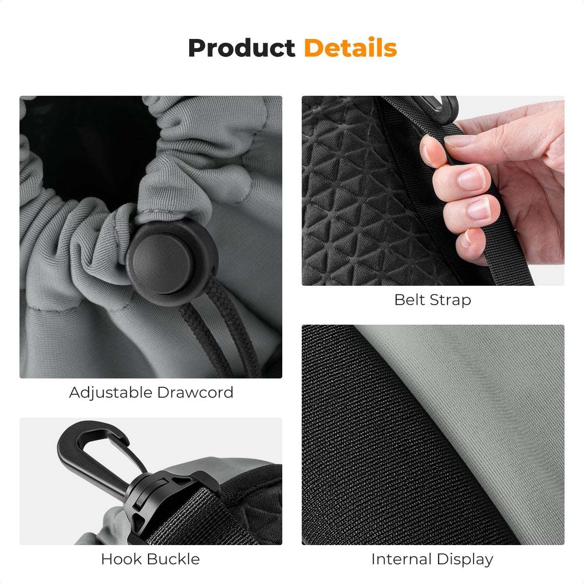 4 Pack Set, K&F CONCEPT Camera Lens Pouch Drawstring Lens Protective Bag, Camera Lens Case for DSLR SLR Lens