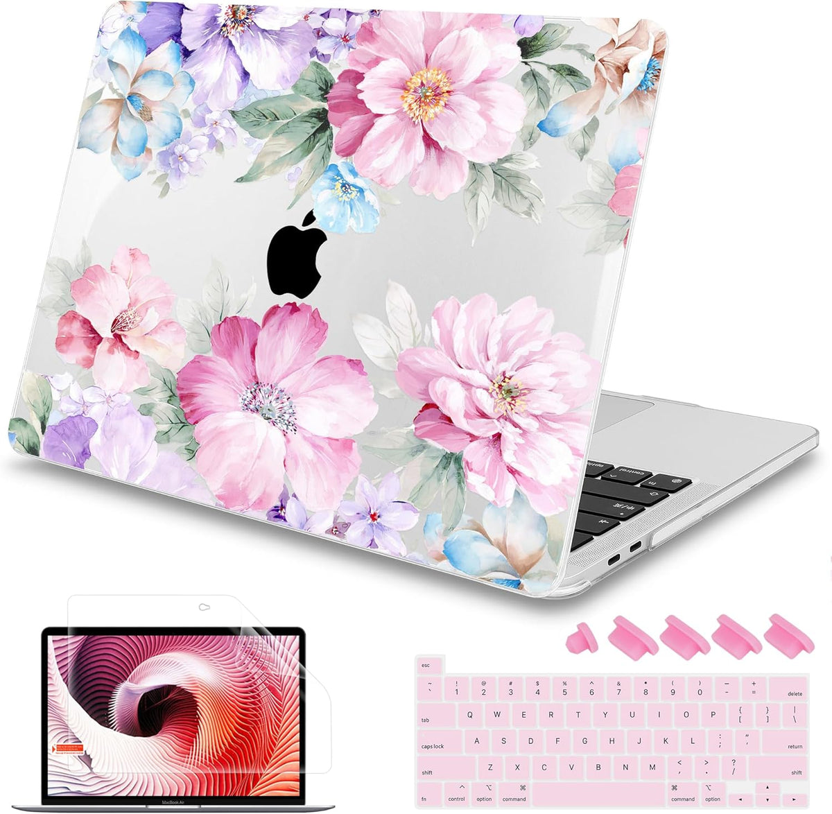 Mektron for MacBook Pro 16 inch Case 2020 2019 Release A2141, Soft Touch Plastic Laptop Case Pro 16-inch with Touch Bar & ID, Illustration Flower