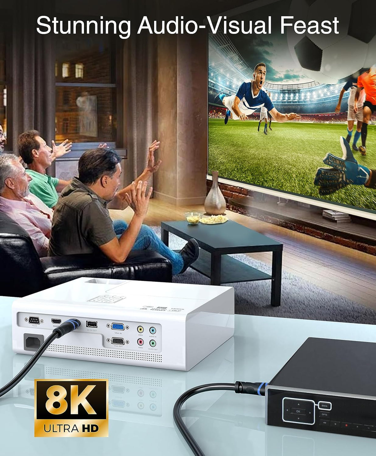 8K 10 (8K 60Hz, 4K 120Hz, 48Gbps HDR10+, 8K 3D, 2.3) PS5, BlueRigger HDMI Cable FT - HDMI Cord, High Speed HDMI Cable