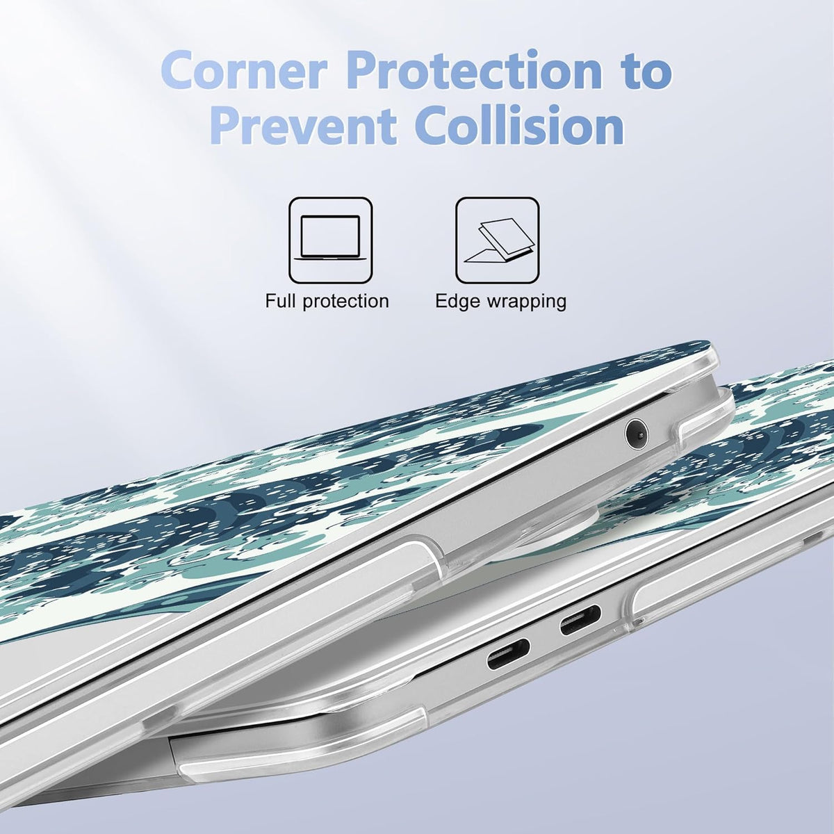 May Chen Compatible with MacBook Pro 13 inch Case 2022 2021 2020 Release Models A2338 M2 M1 A2251 A2289, Plastic Hard Shell Case for MacBook Pro 13 Inch with Touch Bar Fits Touch ID, Great Wave