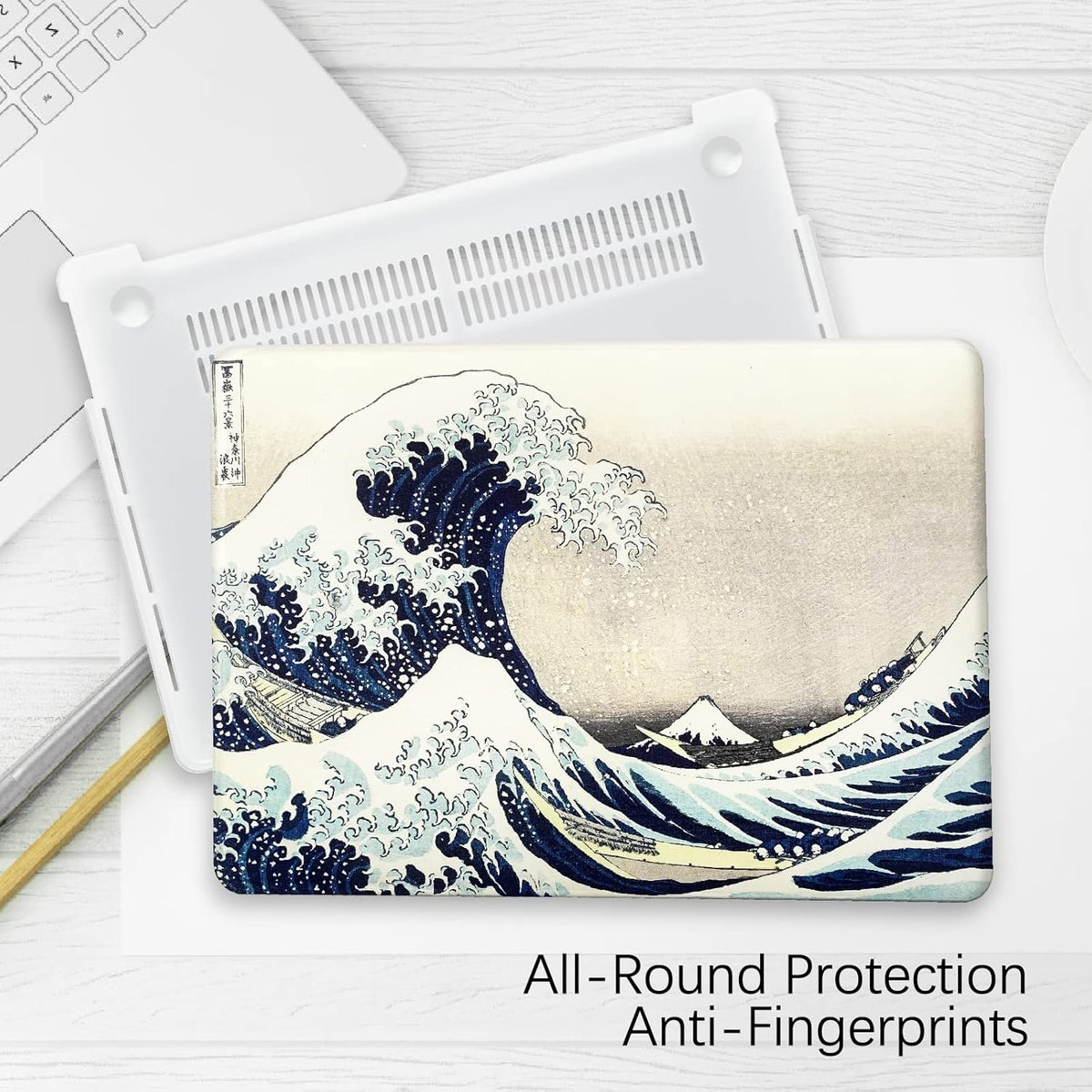 Berkin Arts for MacBook Pro 14 inch Cover A3401 A3185 A3112 A2992 A2918 A2779 A2442 with M4 M3 M2 M1 Chip(2021-2024 Release) Keyboard & Screen Cover Protector Ukiyo-e (The Great Wave by Hokusai)