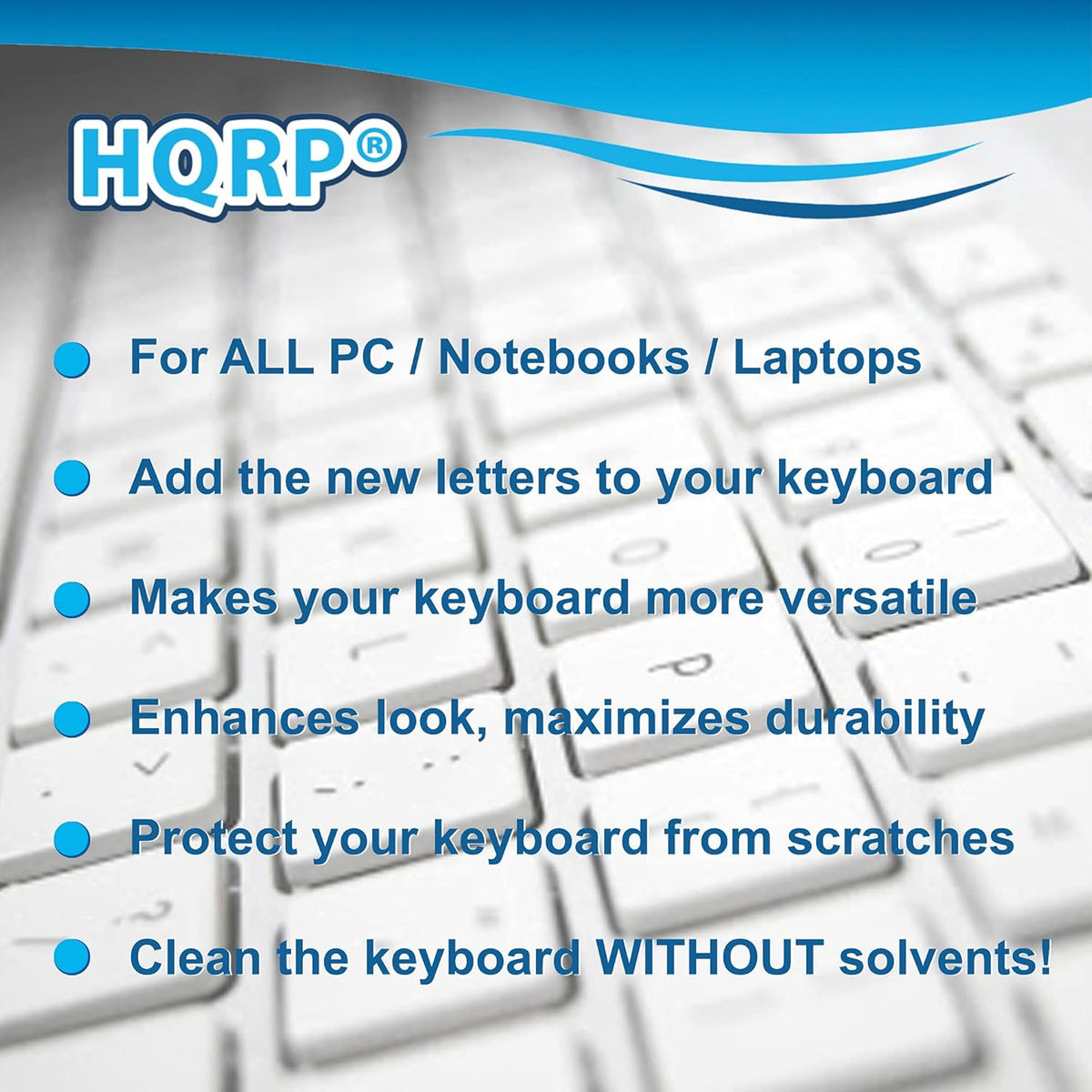 HQRP 2pcs Cyrillic Alphabet Ukrainian Russian Laminated Keyboard Stickers On Transparent Background with Blue Lettering