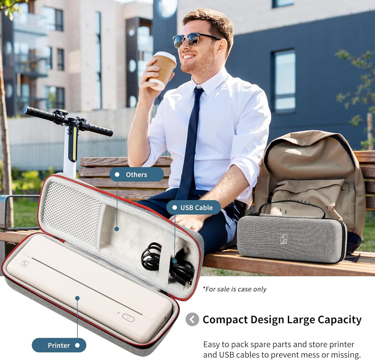 HPRT Portable Carry Case Compatible Pooolitech MT810 Portable Printers Waterproof Shockproof Scratch Resistant Compact Lightweight