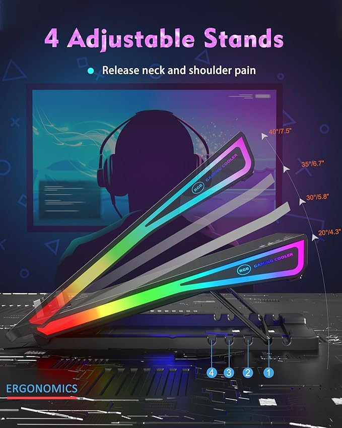 AICHESON RGB Lights AA2 Laptop Cooler and 003 Blue Laptop Cooling Pad Set