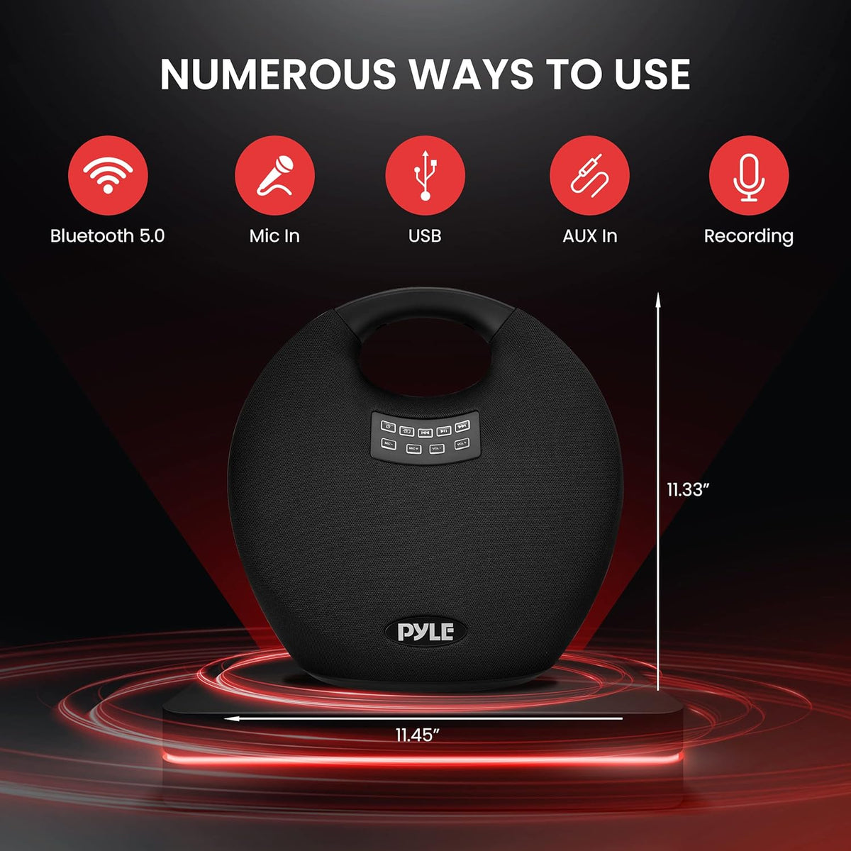 Pyle Wireless Portable Bluetooth Speaker, with Built in Rechargeable Battery, Wireless Microphone, Clear Surround Sound, 220 Watt Waterproof Speaker for Indoor and Outdoor Activities