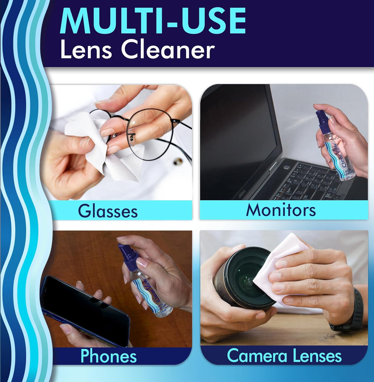 Lens Cleaner Spray – 25 Pack 2oz Bottles | Premium Streak-Free Glasses & Screen Cleaning Solution for Eyeglasses, Cameras, Phones, Laptops – Travel Size, Personal Use