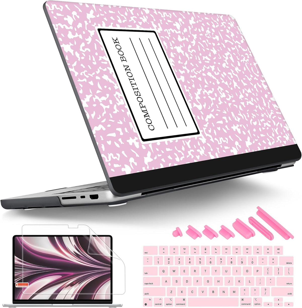 Tuiklol for M4 MacBook Pro 14 Inch Case 2024-2021 Release A3112 A3401 A3185/M3 A2918 A2992/M2 A2779/M1 A2442 Pro/Max Chip,Hard Shell Case with Screen Protector for Touch ID,Composition Book
