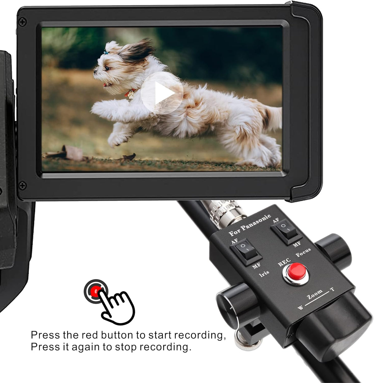 Camcorder Zoom Controller, Remote Control Zoom, Iris, and Focus Control + 2.5mm and 3.5mm Jack Cable for Panasonic HC-X1 HC-PV100 AG-UX90 AG-UX180 HC-X1000 AG-AC30 AG-AC90 AU-EVA1 Camera.