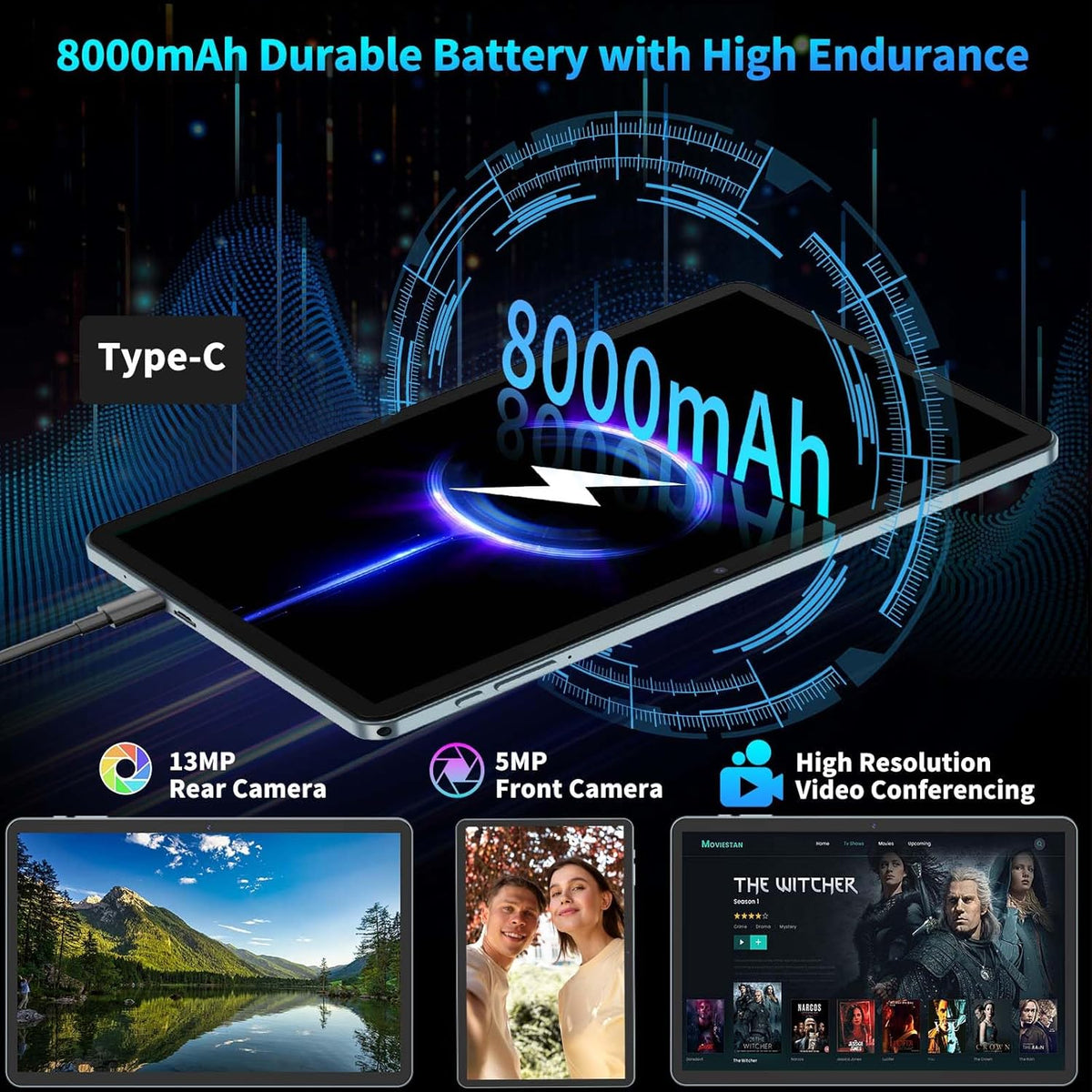 2025 Android 15 Tablet with Keyboard, 24GB+128GB+2TB Expand, 10.1 Inch Octa-Core 2-in-1 Tablets with 5G/2.4G WiFi, 8000mAh, BT5.0, GMS Certified, with Mouse, Case, Stylus, Split Screen(Green)