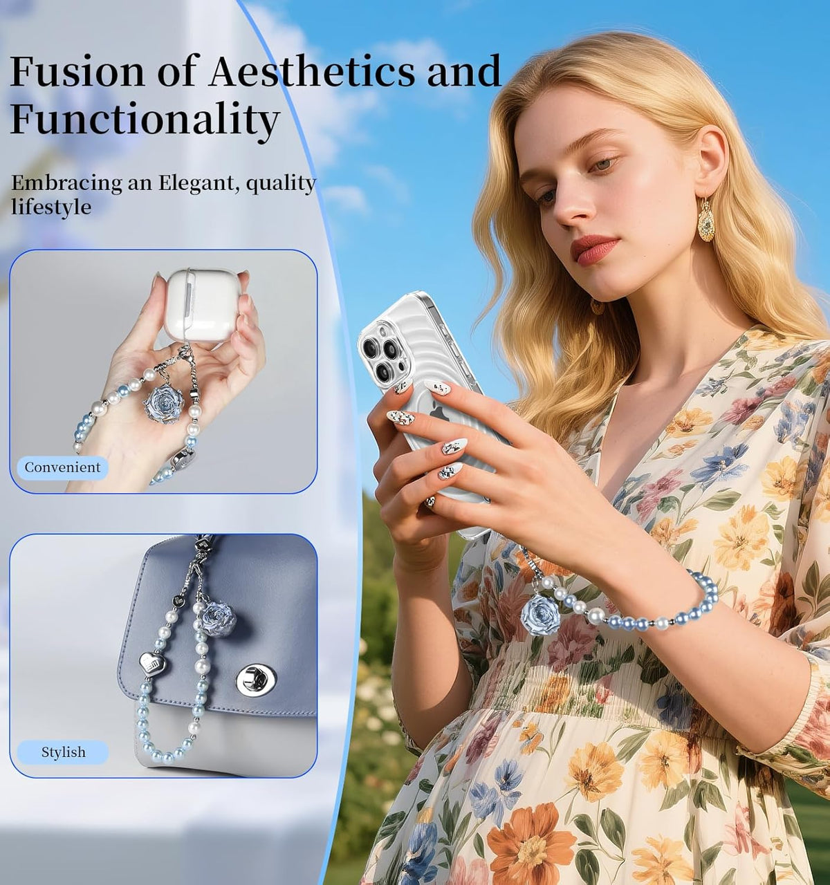 memumi Universal Phone Wrist Strap, Hand wristlet Strap for Women Anti-Theft Secure Lanyard for Smartphones Dried Flowers