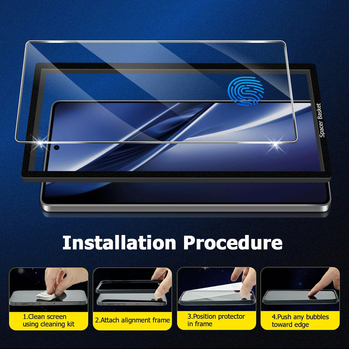 [4Pack] Screen Protector For Galaxy S25 Ultra [Tempered Glass] [Japan Glass with 9H Hardness] Fingerprint unlock with installation frame HD clear Screen Protector