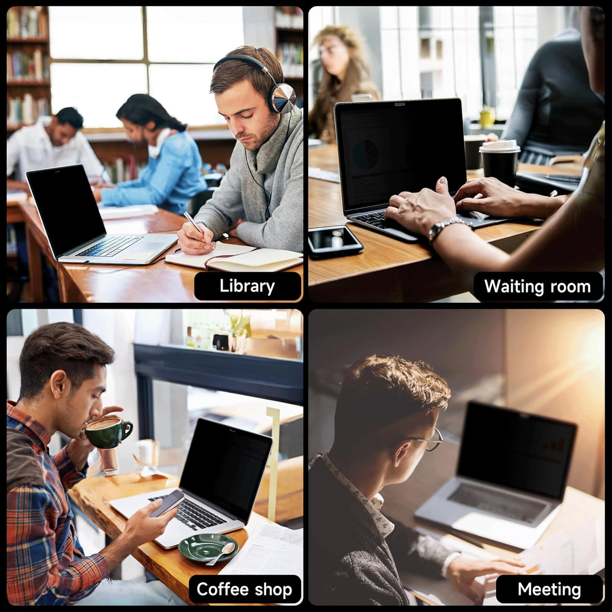360°Privacy Screen MacBook Pro 13 inch (2016, 2017, 2018, 2019, 2020, 2021, 2022, M1, M2) & MacBook Air 13" (2018-2021, M1),Matte Anti Glare Blue Light 13 In Mac Scratch Resistant Laptop Screen Protector Filter