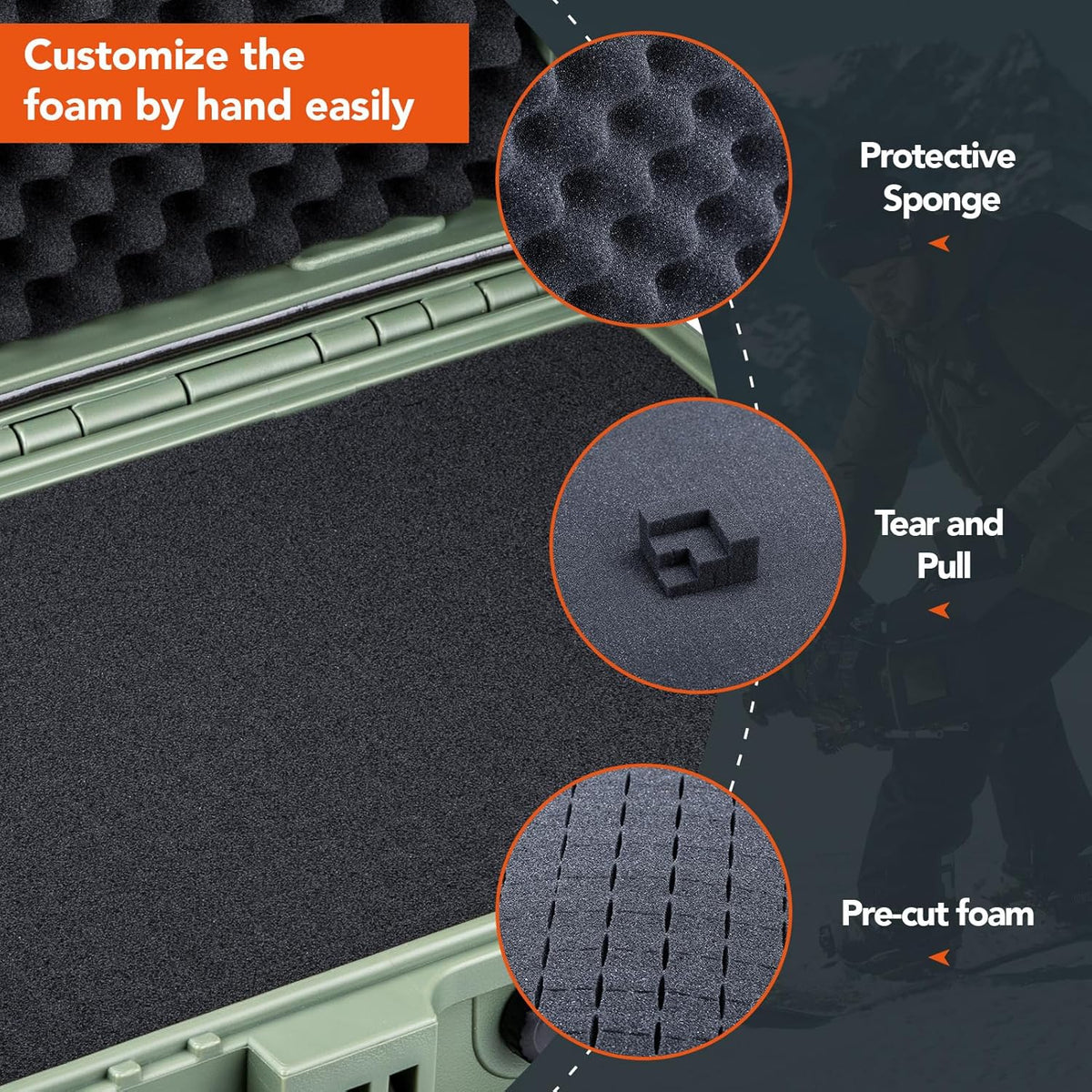 Lykus HC-3310 Waterproof Hard Case with Customizable Foam Insert, Interior Size 12.99x8.27x5.31 in, Suitable for pistol,camera,lens,drone,mic,flashlight,telescope,action cam,electronics,tools,and more