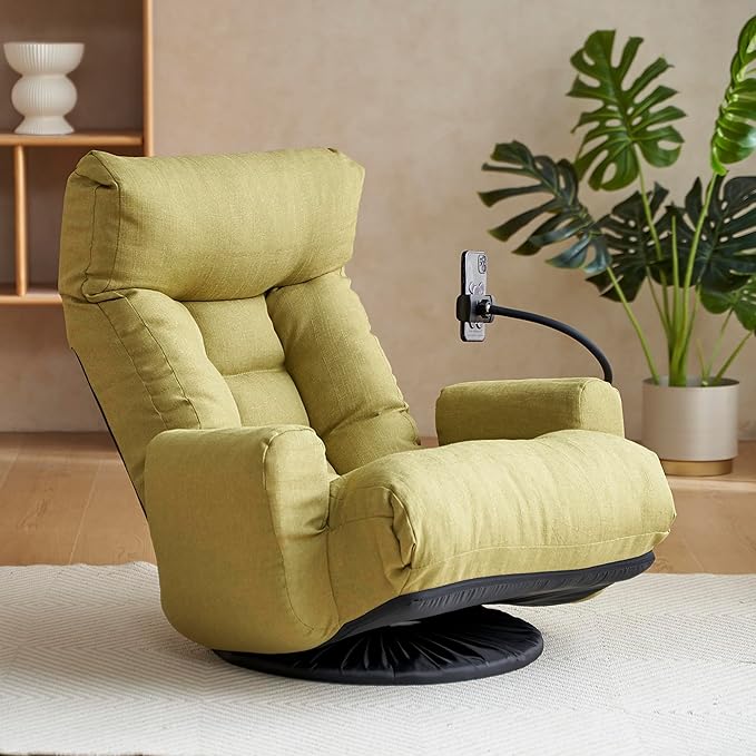 360° Swivel Sofa ChairGaming ChairLiving Room Lounge Chair5-Position Adjustable Head and LumbarSwivel Seat Indoor Coffee Chair (Green)
