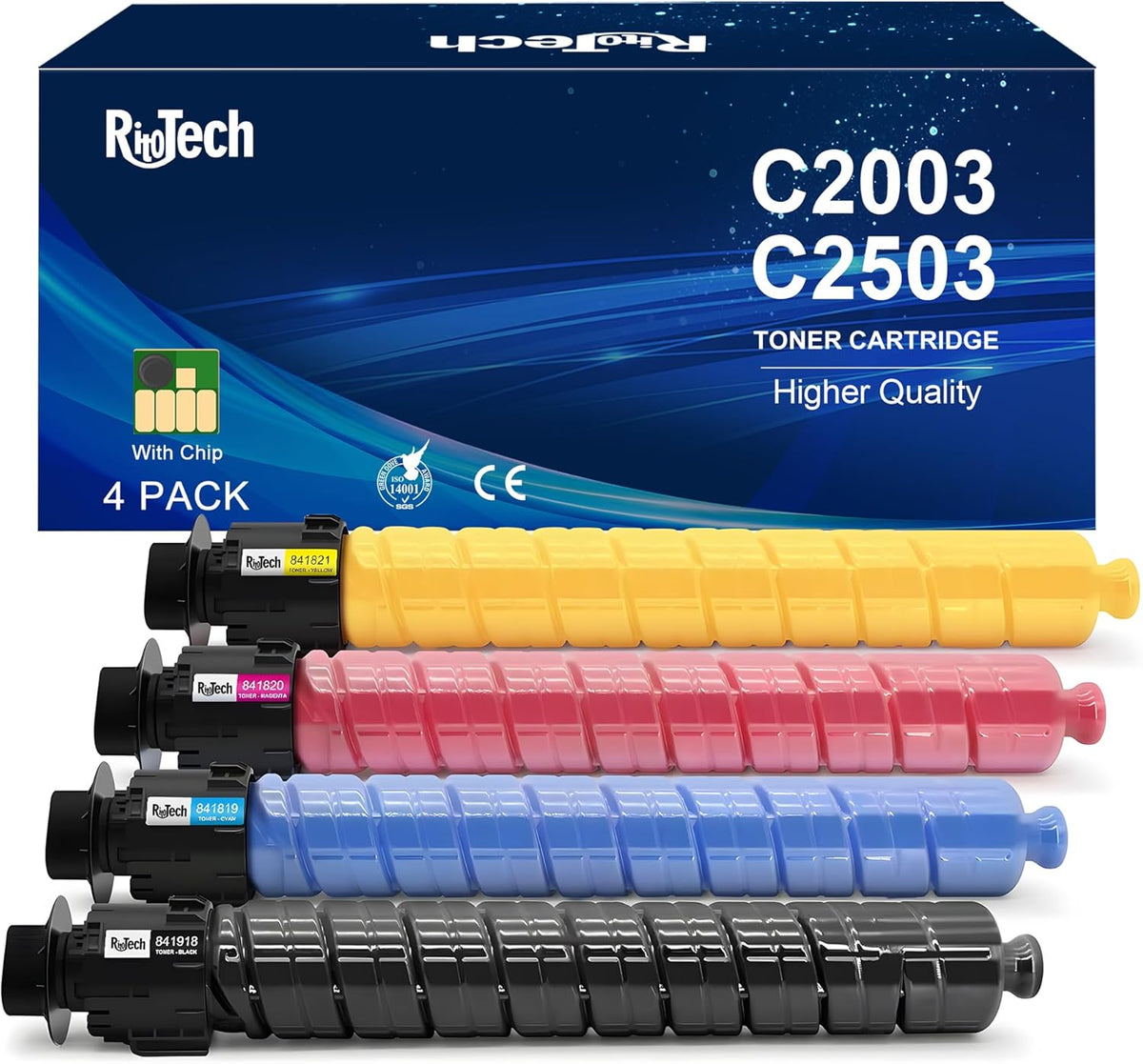 MP C2003 C2503 Toner Cartridge Black Cyan Magenta Yellow - Replacement for Ricoh C2003 C2503 841918 841921 841920 841919 High Yield for Lanier Savin MP C2503 C2003 C2004 C2504 Printer,4 Pack
