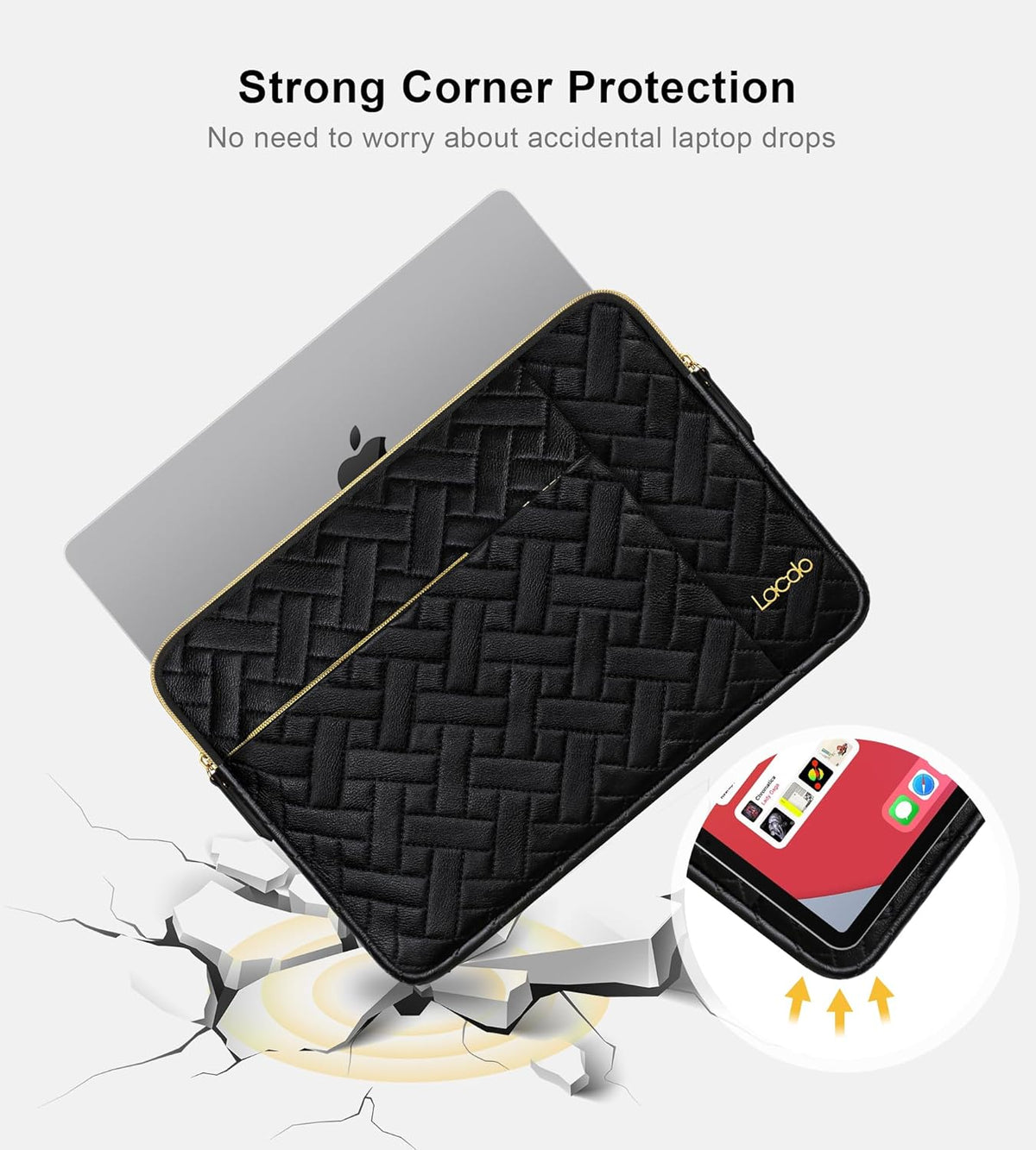 Lacdo 13 Inch Laptop Sleeve Case for 13 inch New MacBook Air M4 A3240 2025, M3 A3113, M2 A2681, M1 A2337 A2179 A1932 2024-2018 | 13" MacBook Pro M2/M1 A2338 A2251 A2289 Computer Bag, Elegant Black