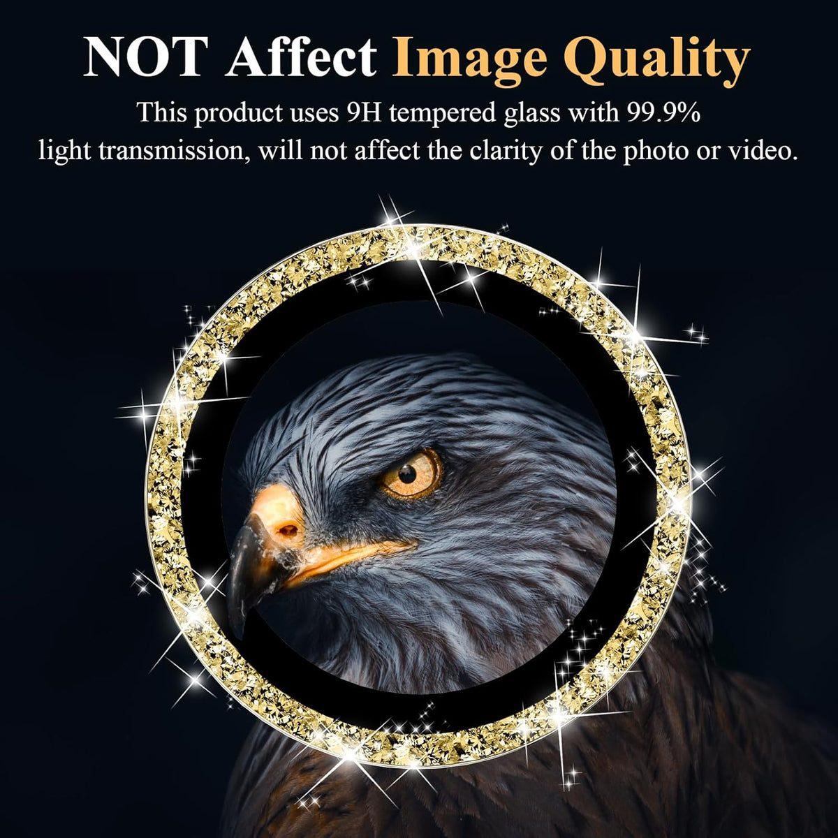 YWXTW Camera Lens Protector for Samsung Galaxy S24 / S23 / S23 Plus, [NOT for S24 Plus] 9H Tempered Glass Metal Individual Ring Camera Screen Protector for S24 Accessories (Gold Glitter)
