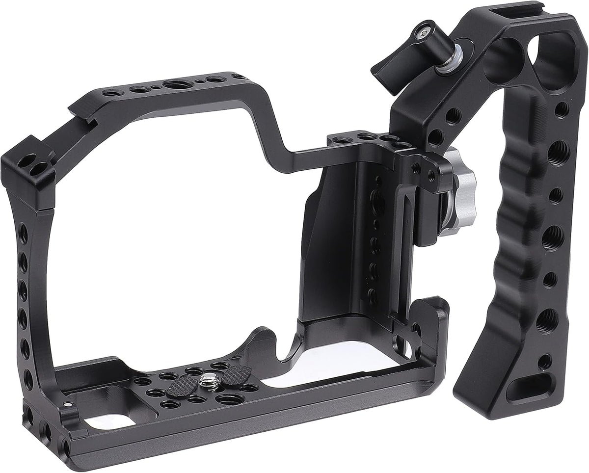 FocusFoto Camera Cage +Top/Side Handle Grip Kit, Aluminium Alloy Video Filmmaking Stabilizer Rig with Cold Shoe and 1/4" 3/8" Screw Mouting for Canon EOS M50 Mark II/M50/M5 Mirrorless Camera