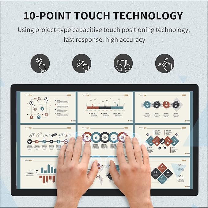 23.8 inch Android 14 Touchscreen Monitor Tablet 16:9 FHD 1080P WiFi &amp BT Built-in Speakers RK3576 8GB RAM &amp 128GB ROM Smart Board for Classroom Meeting &amp Game
