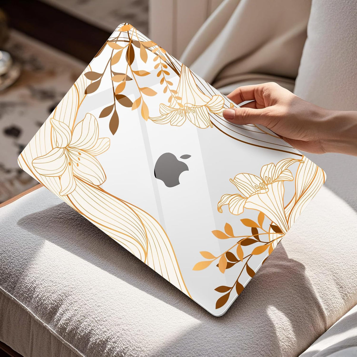 Mektron Compatible with M4 MacBook Air 15 inch Case 2025 A3241 2024 2023 M3 A3114 A2941 M2 Liquid Retina Display Touch ID, Plastic Hard Case & Keyboard Skin & Screen Protector - Waves Florals C352