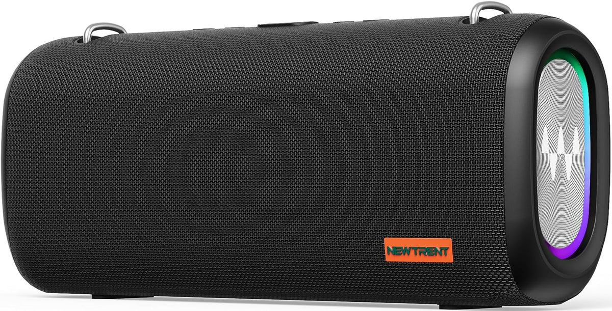 Vibe Pro Outdoor Bluetooth Speaker, 80W Peak Loud Portable Wireless Speaker, Waterproof IPX65, Deep Bass, RGB Lights, Studio Quality Sound Powered by Waves Audio, Party & Pool Ready (Black)