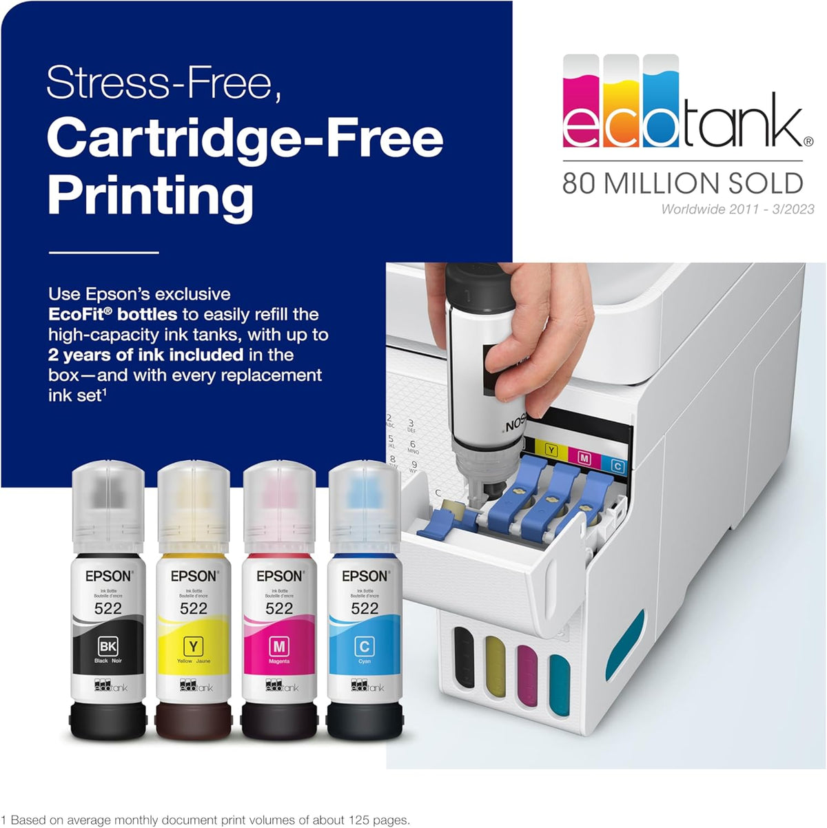 Epson EcoTank ET-4800 Wireless All-in-One Cartridge-Free Supertank Printer with Scanner & ® Workforce® Pro WF-3820 Wireless Color Inkjet All-in-One Printer, Black Large