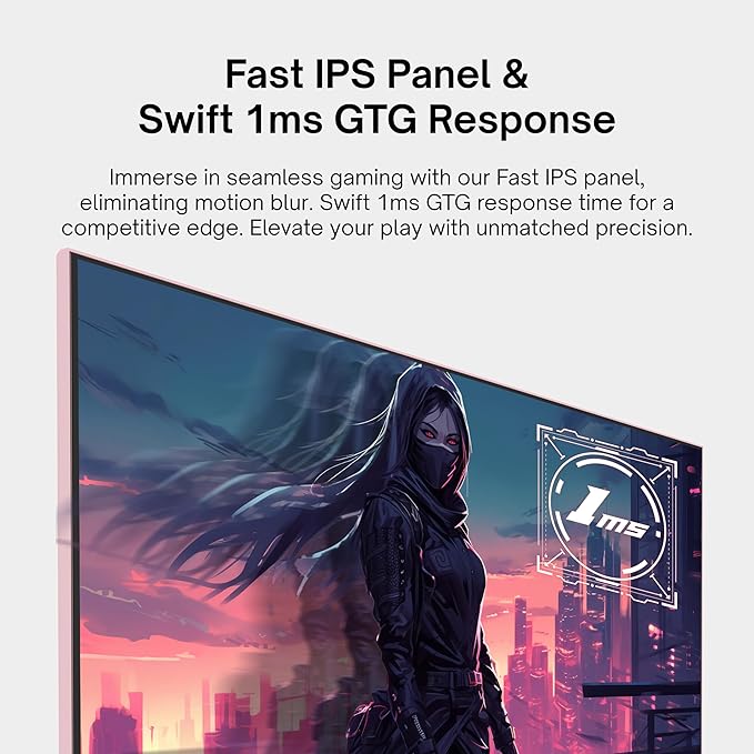 Pixio PX278 Wave Pink 27 inch 180Hz Refresh Rate FHD 1440p Resolution Fast IPS Panel 1ms GTG Response Time Gaming Monitor and PS1S Wave Pink Single Monitor Arm - Fits up to 32 inches and 19.8lbs