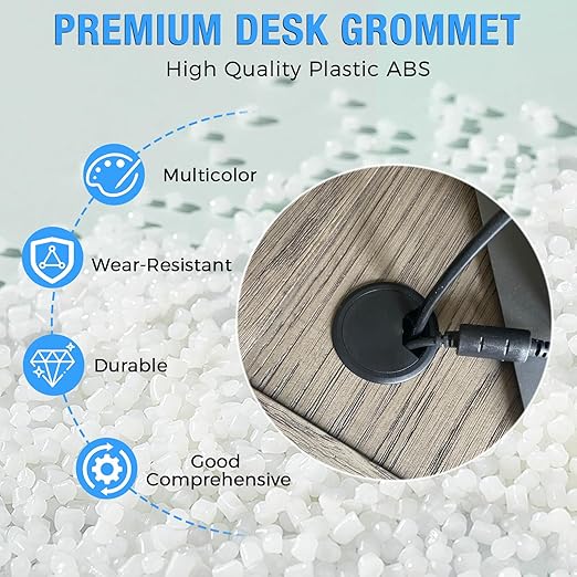 Desk Grommet 2" (50 mm), Desk Cord Hole Cover, Light Grey 2 Pcs