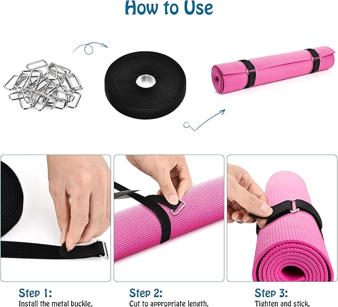 Nettbe 1"x19.7ft Hook and Loop Straps with 30 Buckles Adjustable Cut-to-Length Cable Ties - Reusable Nylon Fastening Tape Cable Straps for Storage or Organization (1in x 19.7ft)