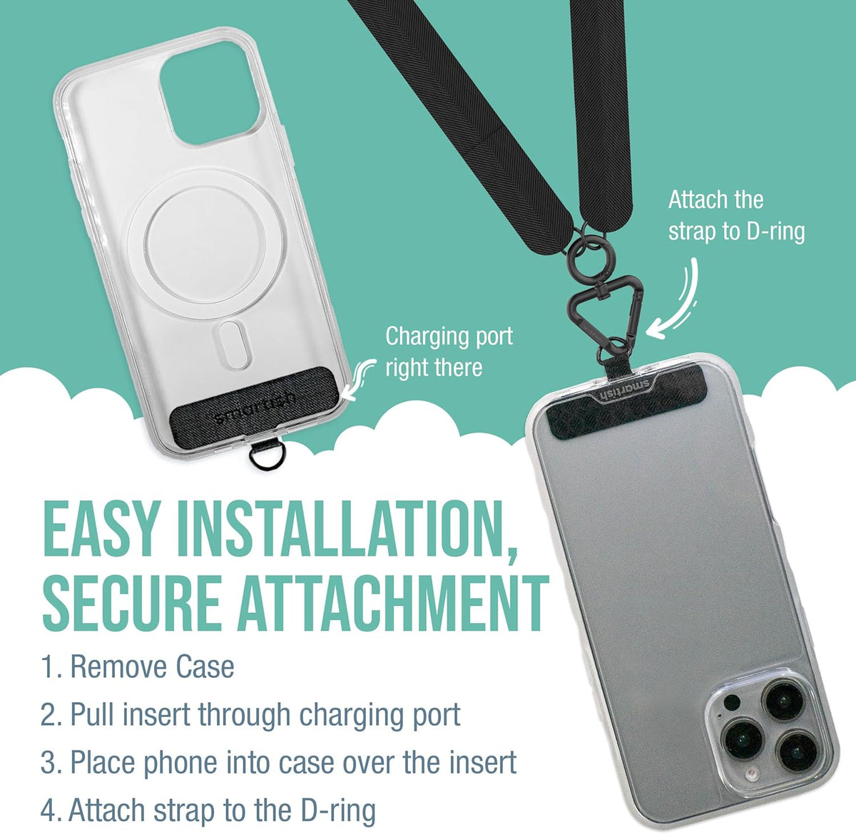 Smartish Phone Lanyard - Case Clinger - Universal iPhone Holder w/Detachable Crossbody Shoulder Neck Strap w/Storage Loops, Fidlock, Insert for Phone Cases iPhone, Galaxy, Pixel- Mauve It or Lose It