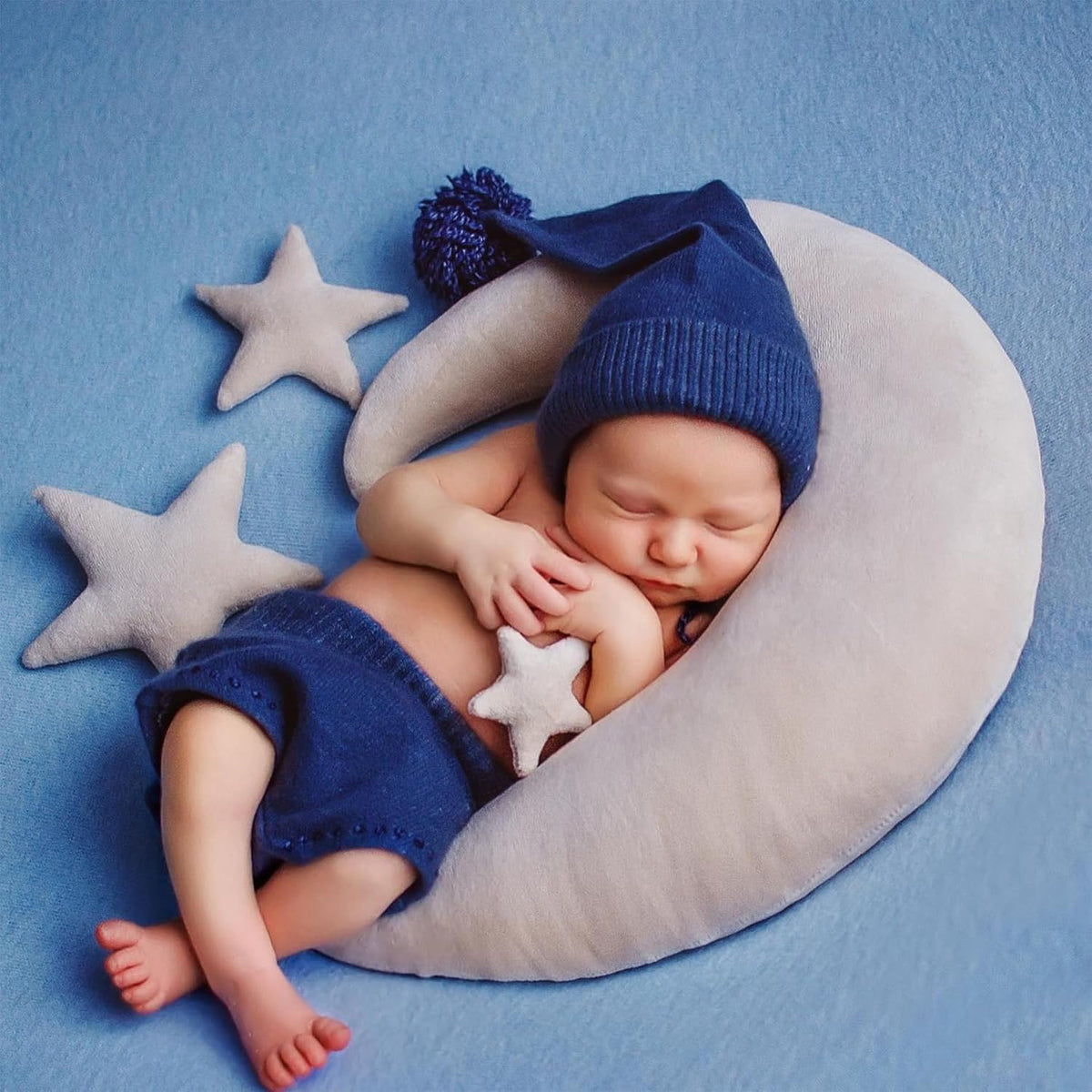 IGMaryBox Baby Moon Star Pillow Infant Posing Pillow Newborn Photography Prop Newborn Photography Posing Pillows Grey