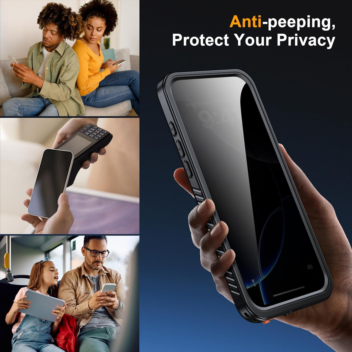 for iPhone 16 Pro Max Case Waterproof, Built-in Privacy Screen & HD Screen Double Front Frame [IP68 Underwater] Shockproof Dustproof Full Body Protection iPhone 16 Pro Max Phone Case