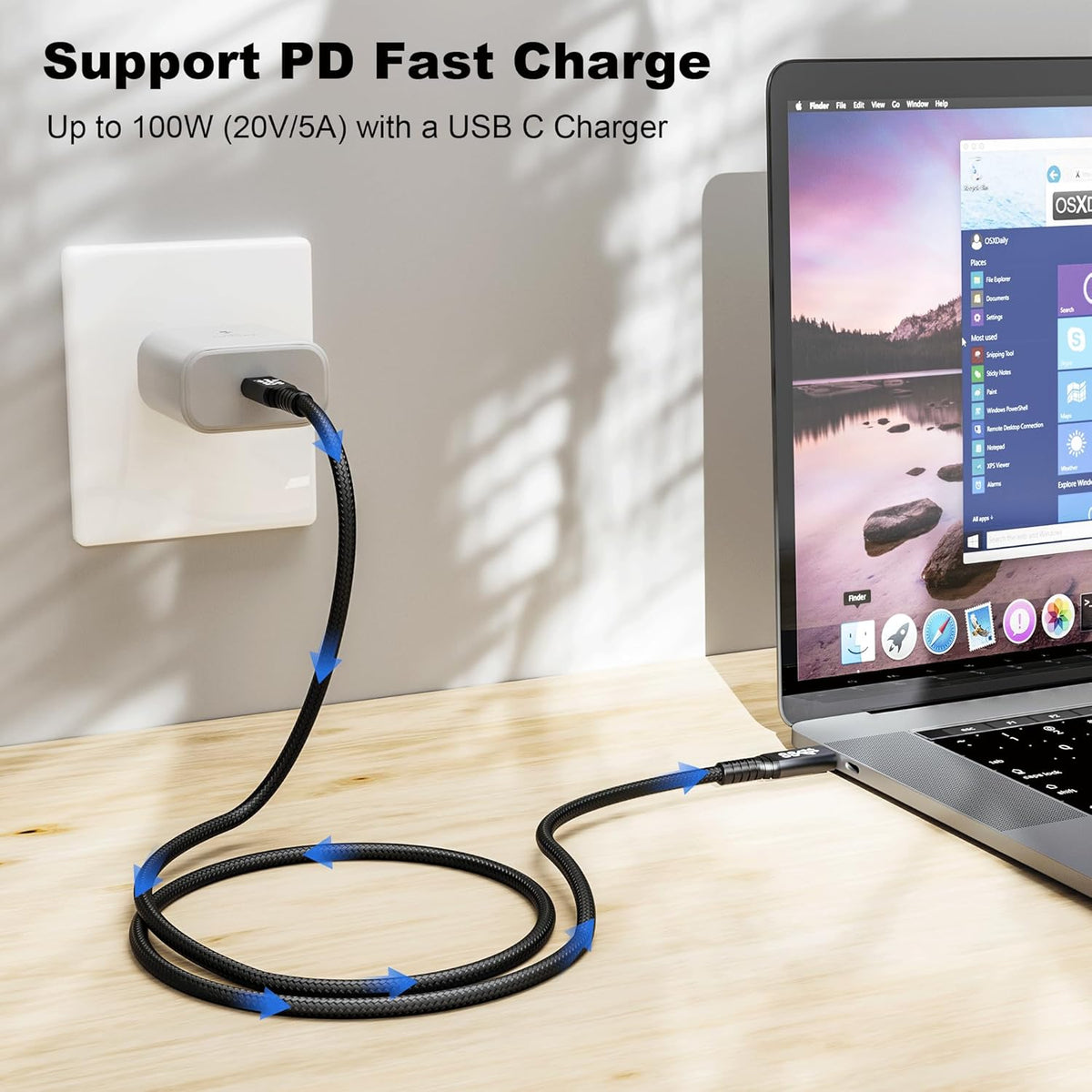 2pack USB c Cable 3.3FT,usbc to usbc 3.1,10gbps Data Transfer USB-c Video 4K Monitor Cable 100W High Speed Fast Charging Cord Compatible with Thunderbolt3