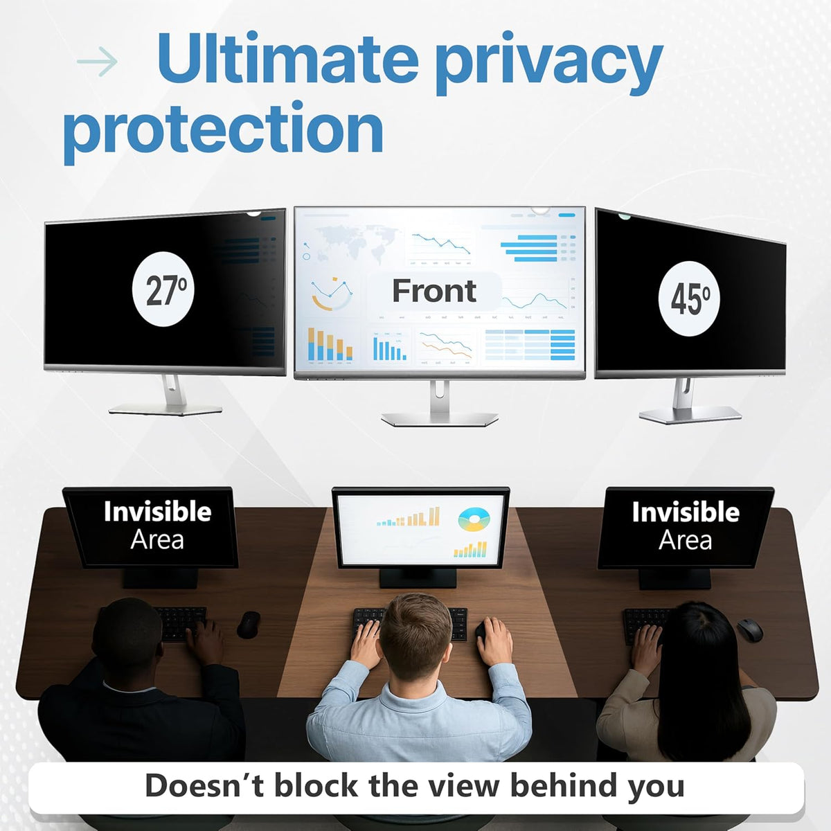 VINTEZ 24 Inch 16:10 Privacy Screen for Computer Monitor and Laptop - Anti Glare Protector Film Blue Light Filter Eye Protection - Computer Screen Privacy Shield, [1 Pack]