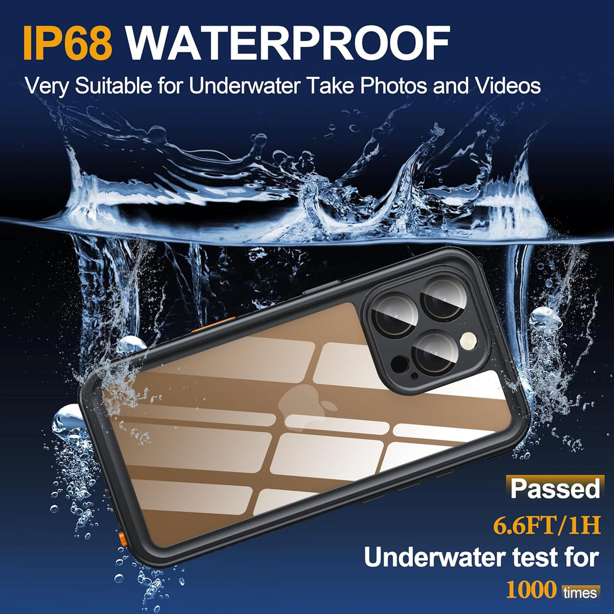 for iPhone 16 Pro Case Waterproof, Built-in Privacy Screen & HD Screen Double Front Frame [IP68 Underwater] Shockproof Dustproof Full Body Protection iPhone 16 Pro Phone Case Blue