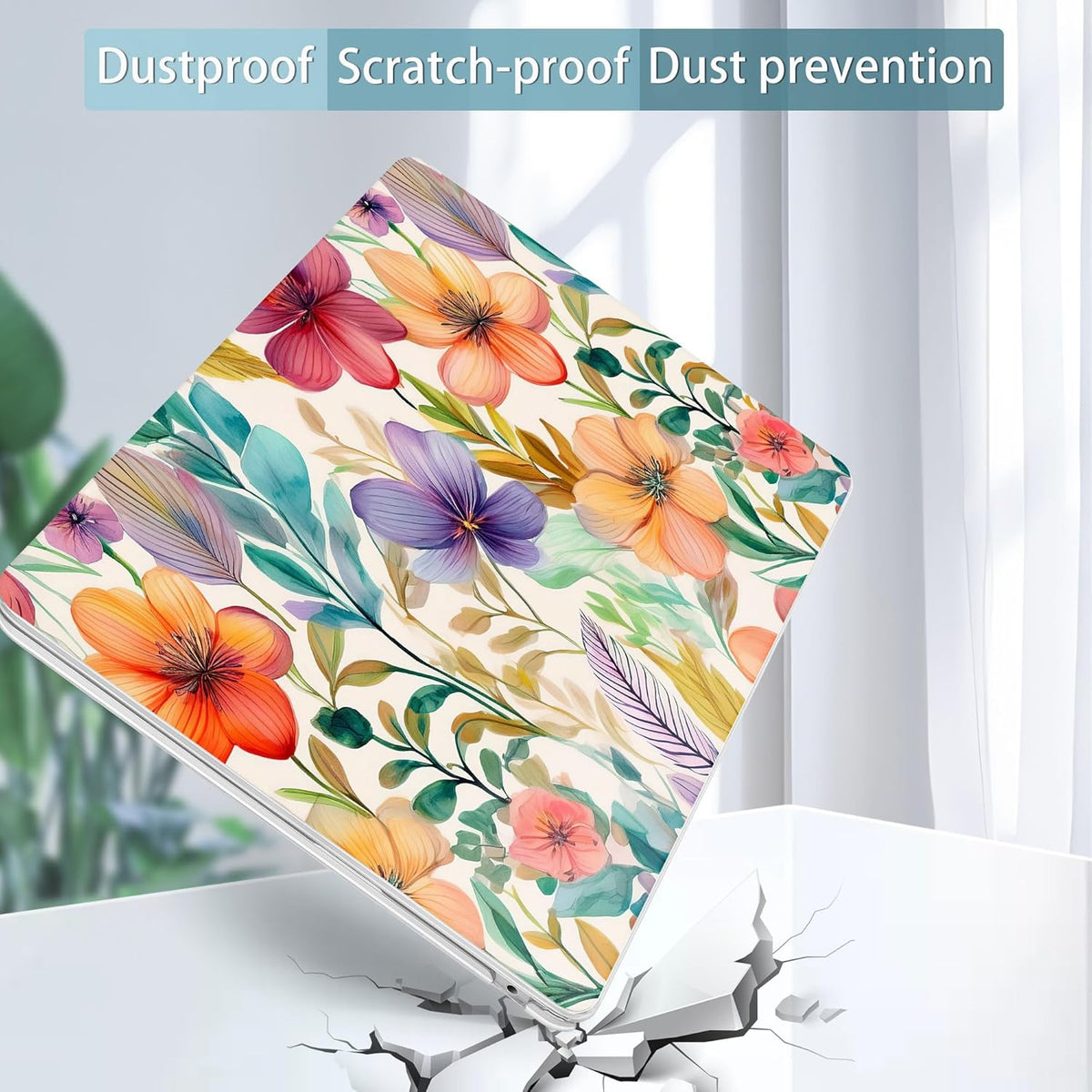 May Chen for MacBook Air 13.6 inch Case A3240 M4 A3113 M3 A2681 M2 with Retina Dispaly, 2025 2024 2023 2022 Release, Plastic Hard Shell Case with Screen Protector & Keyboard Cover, Flowers Watercolor