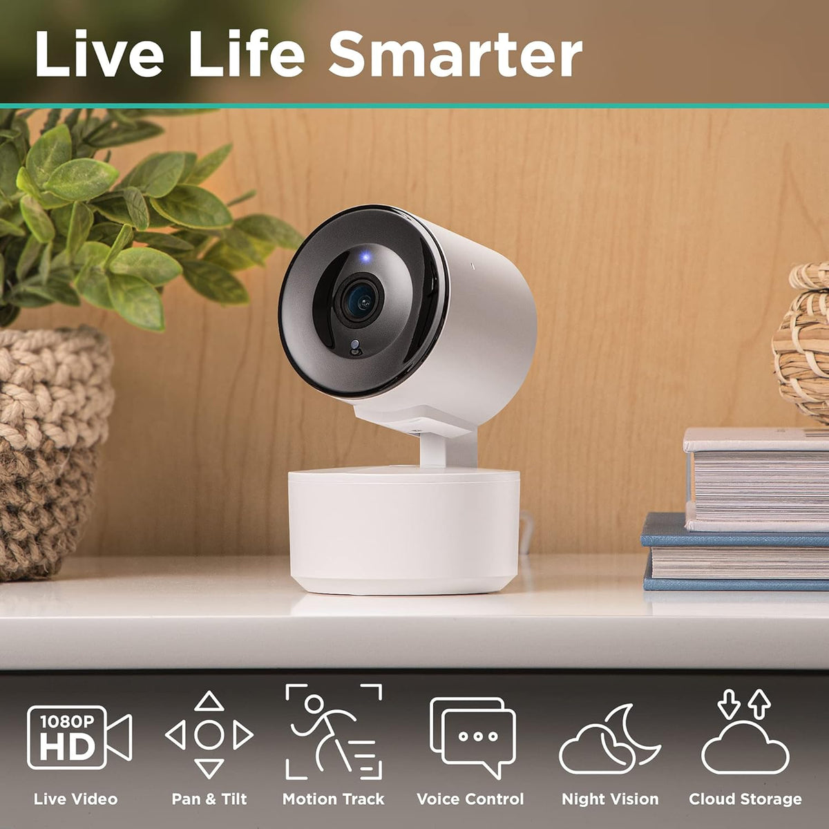 iHome 2-Way 1080p 2 Pack Roto Smart Indoor WiFi Auto-Tracking Security Camera, Home Surveillance Cameras with Audio