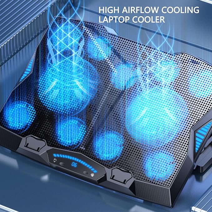 Laptop Cooling Pad Laptop Cooler 3500RPM Type C 12 Fans 5 Height Adjustable Portable Laptop Fan Cooler Stand ABS &amp SUS 39.82oz for Home Office