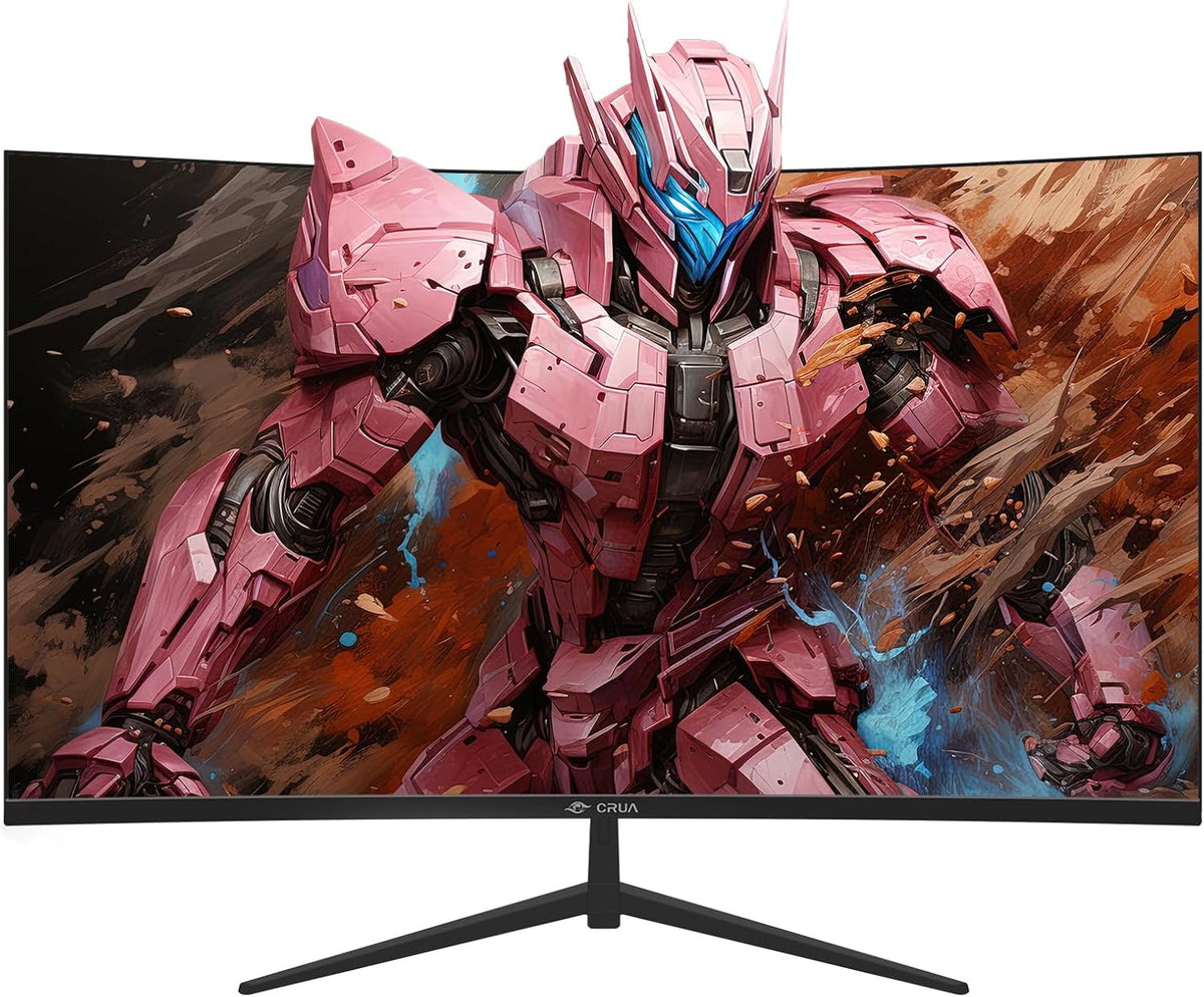 CRUA 32Inch Curved Gaming Monitor, FHD(1920 * 1080P) VA Screen 165Hz/200Hz, 1800R VA Screen, 120% sRGB, Computer Monitor That Support AMD Freesync, HDMI, DP, Wall Mountable Installs-Black