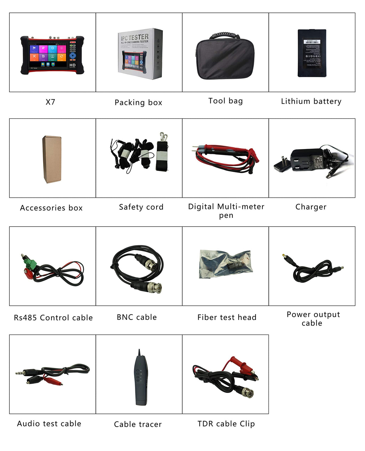 EVERSECU 7-inch retina touch screen all-in-one multi-functional 4K IP Camera Tester 8MP HD-SDI/TVI/AHD/CVI CCTV Tester, Multimeter, TDR Cable